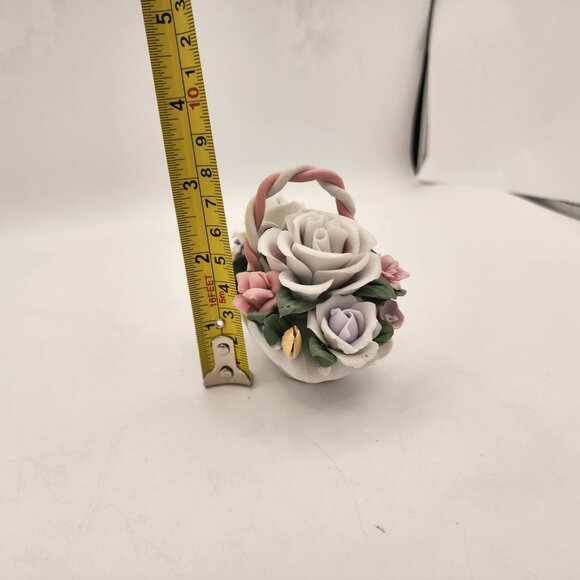 Vintage Porcelain Flower Basket Ornate Accessory Miniature Pastel Italian Style - Picture 7 of 7
